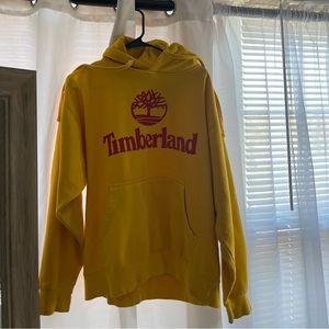 Yellow Timberland Hoodie with Red Letters | Men’s Large